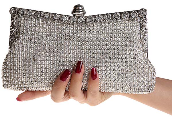 silver clutch bag