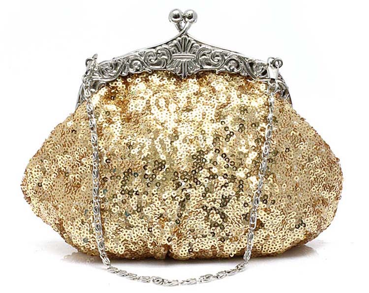 Gold clutch bag