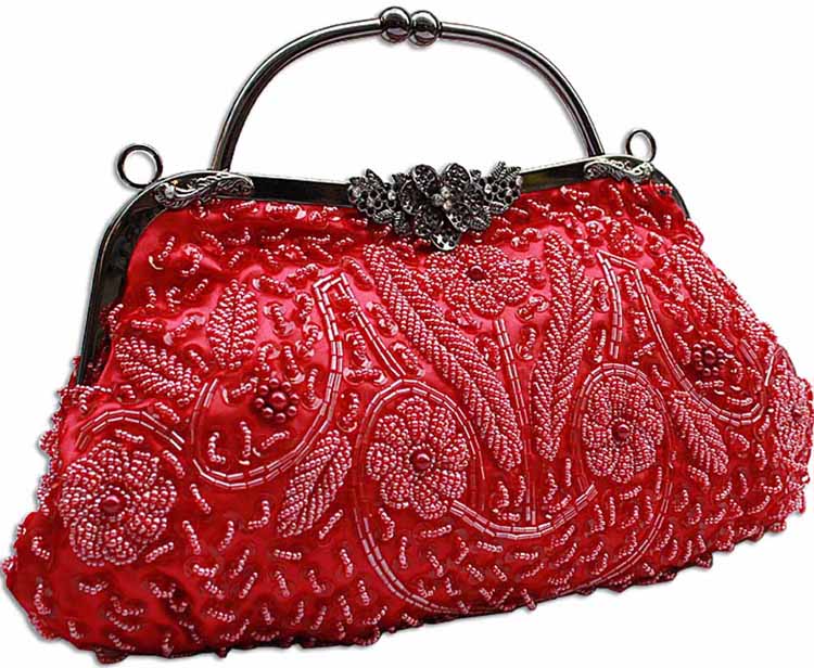 red evening clutch