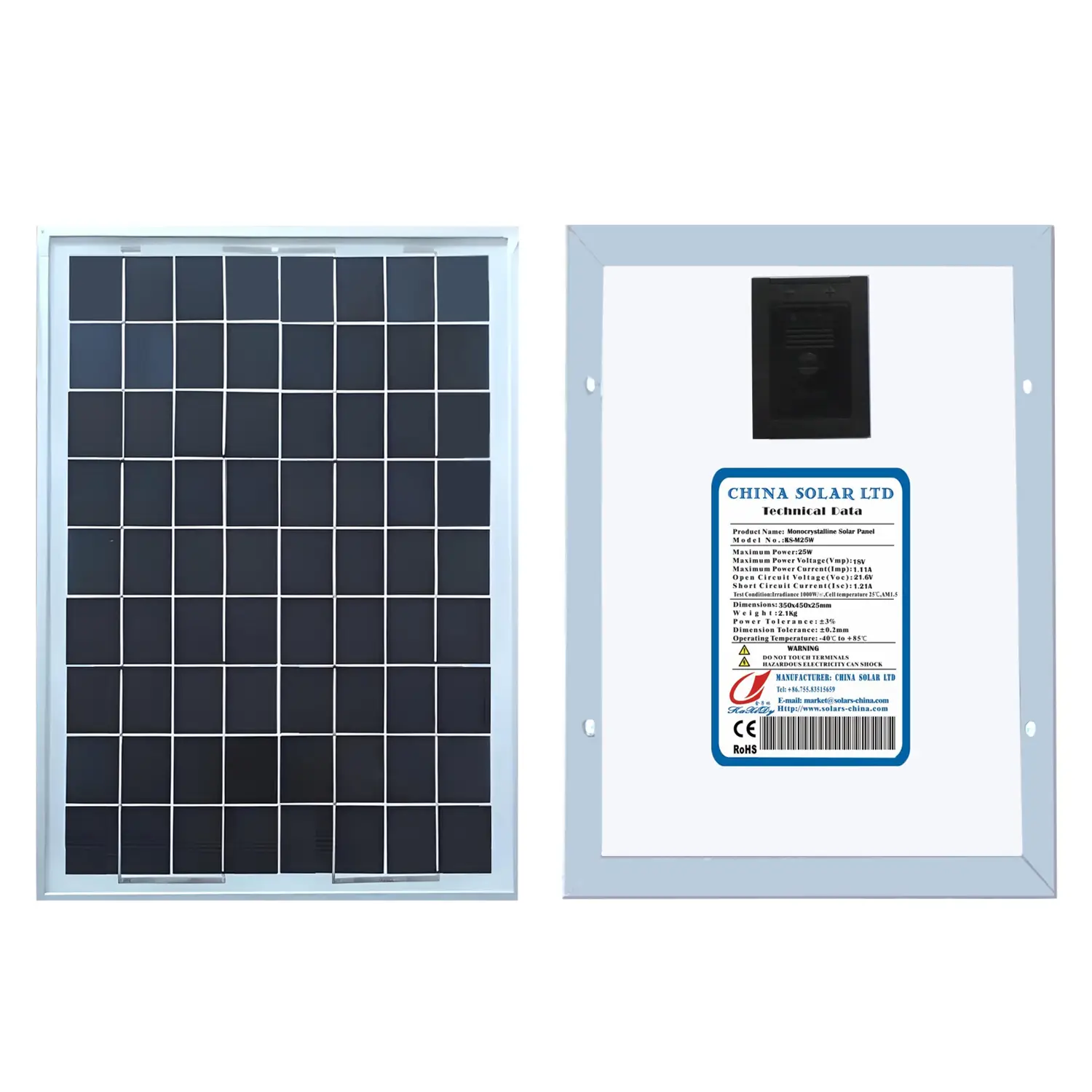 Monokristalline Solarmodule 25W