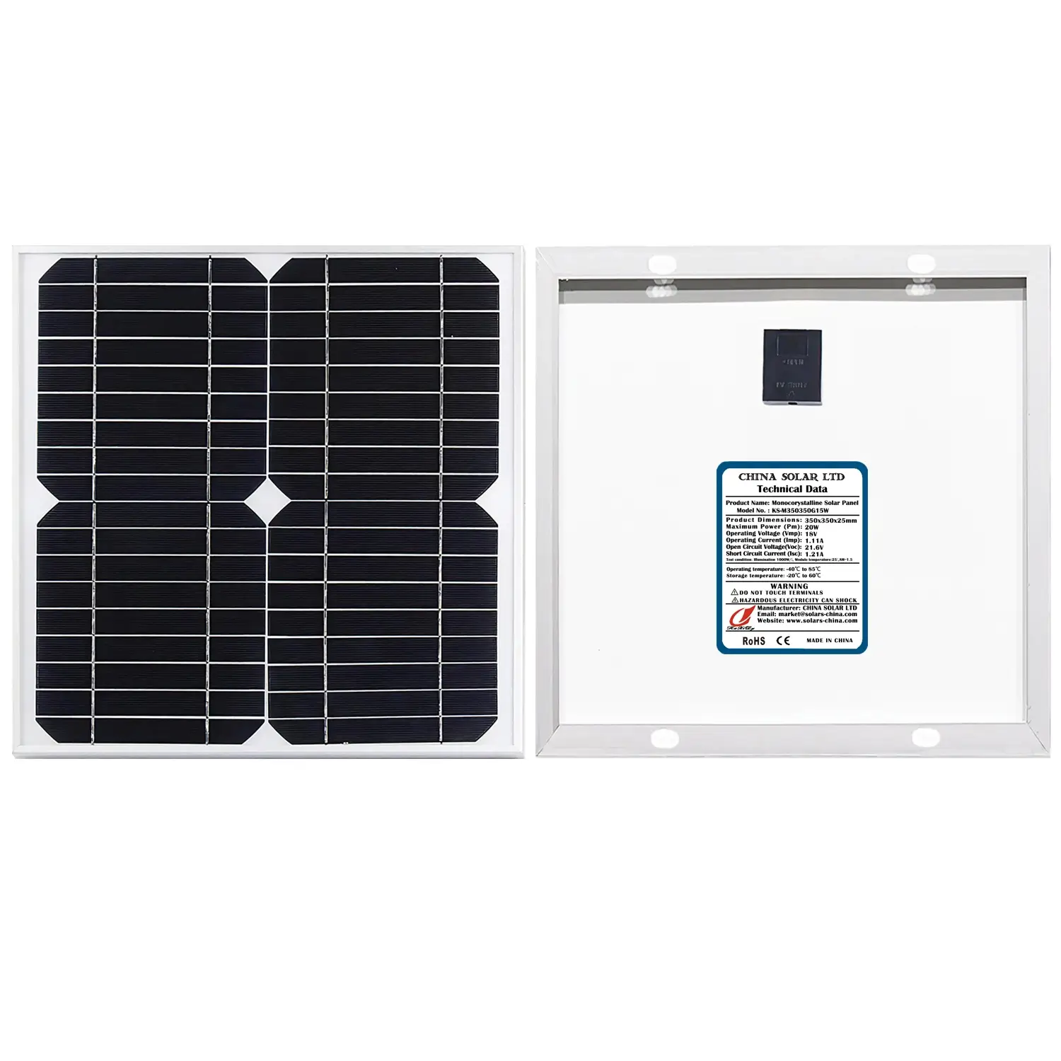 Monokristal Güneş Paneli 20W